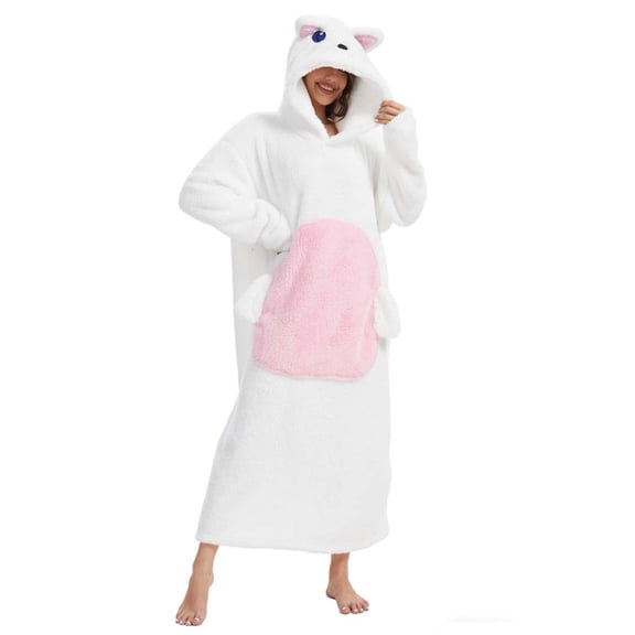 Oversized Wearable Animal Blanket Hoodie Cute Cozy Long Robe for Women and Men Perfect for Staying Warm and Comfortable at Home Ideal Gift for Animal Lovers and Cold Weather Relaxation