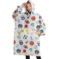 thumbnail image 1 of Oversized Wearable Blanket Hoodie,Baseball Football Pattern Sherpa Blanket Hoodie with Super Pockets,Super Warm Fuzzy Pullover for Women & Men, 1 of 6