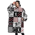 thumbnail image 1 of Oversized Wearable Blanket Hoodie,Baseball Patchwork Pattern Sherpa Blanket Hoodie with Super Pockets,Super Warm Fuzzy Pullover for Women & Men, 1 of 6