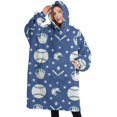 thumbnail image 1 of Oversized Wearable Blanket Hoodie,Baseball Stars Pattern Sherpa Blanket Hoodie with Super Pockets,Super Warm Fuzzy Pullover for Women & Men, 1 of 6