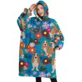 thumbnail image 1 of Oversized Wearable Blanket Hoodie,Basset Hound Dog and Flower-1 Sherpa Blanket Hoodie with Super Pockets,Super Warm Fuzzy Pullover for Women & Men, 1 of 6