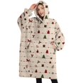 thumbnail image 1 of Oversized Wearable Blanket Hoodie,Beige Christmas Decoration Pattern Sherpa Blanket Hoodie with Super Pockets,Super Warm Fuzzy Pullover for Women & Men, 1 of 6