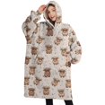 thumbnail image 1 of Oversized Wearable Blanket Hoodie,Beige Highland Cow Dot Pattern Sherpa Blanket Hoodie with Super Pockets,Super Warm Fuzzy Pullover for Women & Men, 1 of 6