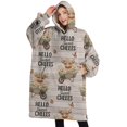 thumbnail image 1 of Oversized Wearable Blanket Hoodie,Beige Highland Cow Flower Cart Pattern Sherpa Blanket Hoodie with Super Pockets,Super Warm Fuzzy Pullover for Women & Men, 1 of 6