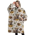 thumbnail image 1 of Oversized Wearable Blanket Hoodie,Beige Highland Cow Sunflower Basket Pattern Sherpa Blanket Hoodie with Super Pockets,Super Warm Fuzzy Pullover for Women & Men, 1 of 6