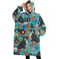 thumbnail image 1 of Oversized Wearable Blanket Hoodie,Bernese Mountain and Flower Sherpa Blanket Hoodie with Super Pockets,Super Warm Fuzzy Pullover for Women & Men, 1 of 6