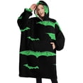 thumbnail image 1 of Oversized Wearable Blanket Hoodie,Black Halloween Bats with Green Sherpa Blanket Hoodie with Super Pockets,Super Warm Fuzzy Pullover for Women & Men, 1 of 6