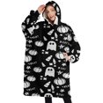 thumbnail image 1 of Oversized Wearable Blanket Hoodie,Black Halloween Ghosts Pumpkins and Stars Sherpa Blanket Hoodie with Super Pockets,Super Warm Fuzzy Pullover for Women & Men, 1 of 6