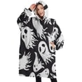 thumbnail image 1 of Oversized Wearable Blanket Hoodie,Black Halloween White Ghosts Sherpa Blanket Hoodie with Super Pockets,Super Warm Fuzzy Pullover for Women & Men, 1 of 6
