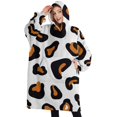 thumbnail image 1 of Oversized Wearable Blanket Hoodie,Black and Orange Of Leopard Print Sherpa Blanket Hoodie with Super Pockets,Super Warm Fuzzy Pullover for Women & Men, 1 of 6