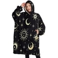 thumbnail image 1 of Oversized Wearable Blanket Hoodie,Black Sun Moon Star Pattern Sherpa Blanket Hoodie with Super Pockets,Super Warm Fuzzy Pullover for Women & Men, 1 of 6