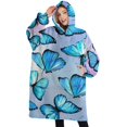thumbnail image 1 of Oversized Wearable Blanket Hoodie,Blue Butterfly Group Pattern Sherpa Blanket Hoodie with Super Pockets,Super Warm Fuzzy Pullover for Women & Men, 1 of 6