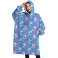 thumbnail image 1 of Oversized Wearable Blanket Hoodie,Blue Cartoon Unicorn Rainbow Cloud Pattern Sherpa Blanket Hoodie with Super Pockets,Super Warm Fuzzy Pullover for Women & Men, 1 of 6