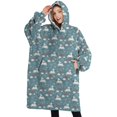 thumbnail image 1 of Oversized Wearable Blanket Hoodie,Blue Cartoon Unicorn Rainbow Cloud Sherpa Blanket Hoodie with Super Pockets,Super Warm Fuzzy Pullover for Women & Men, 1 of 6