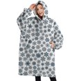 thumbnail image 1 of Oversized Wearable Blanket Hoodie,Blue Christmas Snowflake Pattern Sherpa Blanket Hoodie with Super Pockets,Super Warm Fuzzy Pullover for Women & Men, 1 of 6