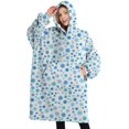 thumbnail image 1 of Oversized Wearable Blanket Hoodie,Blue Christmas Snowflake Pattern Sherpa Blanket Hoodie with Super Pockets,Super Warm Fuzzy Pullover for Women & Men, 1 of 6