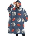 thumbnail image 1 of Oversized Wearable Blanket Hoodie,Blue Football Helmets and Balls Pattern Sherpa Blanket Hoodie with Super Pockets,Super Warm Fuzzy Pullover for Women & Men, 1 of 6