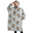 thumbnail image 1 of Oversized Wearable Blanket Hoodie,Blue Highland Cow Bucket Flower Pattern Sherpa Blanket Hoodie with Super Pockets,Super Warm Fuzzy Pullover for Women & Men, 1 of 6