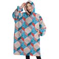 thumbnail image 1 of Oversized Wearable Blanket Hoodie,Blue Red Checkered Pattern Sherpa Blanket Hoodie with Super Pockets,Super Warm Fuzzy Pullover for Women & Men, 1 of 6