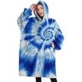 thumbnail image 1 of Oversized Wearable Blanket Hoodie,Blue Tie Dye Mandala Pattern Sherpa Blanket Hoodie with Super Pockets,Super Warm Fuzzy Pullover for Women & Men, 1 of 6
