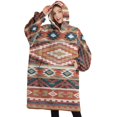 thumbnail image 1 of Oversized Wearable Blanket Hoodie,Boho Red Southwestern Ethnic Pattern Sherpa Blanket Hoodie with Super Pockets,Super Warm Fuzzy Pullover for Women & Men, 1 of 6