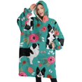 thumbnail image 1 of Oversized Wearable Blanket Hoodie,Border Collie Dog and Flower Florals Sherpa Blanket Hoodie with Super Pockets,Super Warm Fuzzy Pullover for Women & Men, 1 of 6