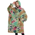 thumbnail image 1 of Oversized Wearable Blanket Hoodie,Boxer Dog and Flower Florals Sherpa Blanket Hoodie with Super Pockets,Super Warm Fuzzy Pullover for Women & Men, 1 of 6