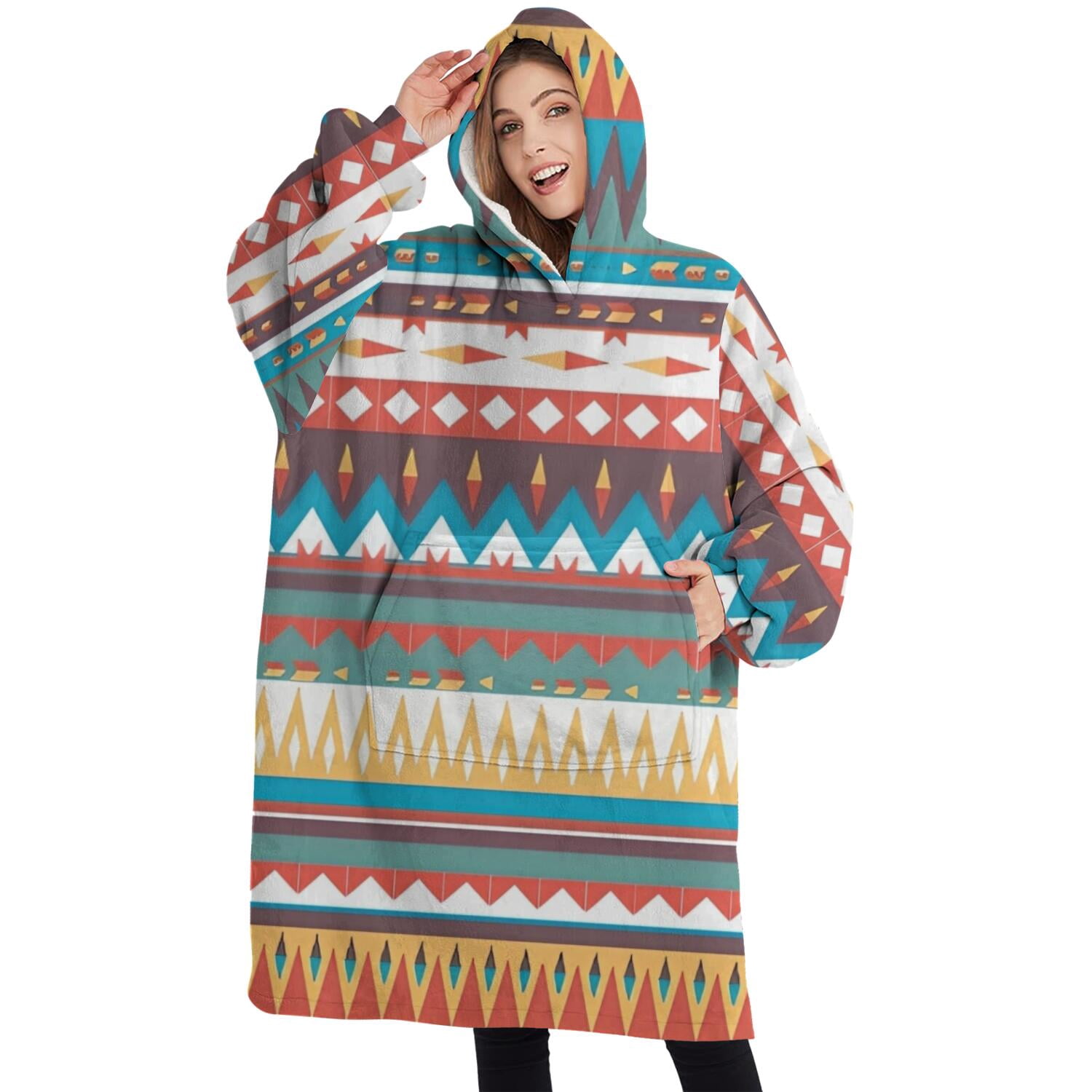 All-Over Print Women's Sherpa Fleece Hoodie Blanket main image 0