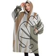 thumbnail image 1 of Oversized Wearable Blanket Hoodie,Brown Boho Plant Pattern Sherpa Blanket Hoodie with Super Pockets,Super Warm Fuzzy Pullover for Women & Men, 1 of 6