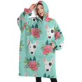 thumbnail image 1 of Oversized Wearable Blanket Hoodie,Bull Terrier Dog and Flower Florals Sherpa Blanket Hoodie with Super Pockets,Super Warm Fuzzy Pullover for Women & Men, 1 of 6