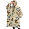 thumbnail image 1 of Oversized Wearable Blanket Hoodie,Butterfly Flower Plant Pattern Sherpa Blanket Hoodie with Super Pockets,Super Warm Fuzzy Pullover for Women & Men, 1 of 6