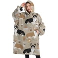 thumbnail image 1 of Oversized Wearable Blanket Hoodie,Cartoon Corgi and Coffee Sherpa Blanket Hoodie with Super Pockets,Super Warm Fuzzy Pullover for Women & Men, 1 of 6