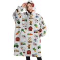 thumbnail image 1 of Oversized Wearable Blanket Hoodie,Cartoon Tractors Barns White Pattern Sherpa Blanket Hoodie with Super Pockets,Super Warm Fuzzy Pullover for Women & Men, 1 of 6