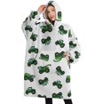 thumbnail image 1 of Oversized Wearable Blanket Hoodie,Cartoon Tractors Green White Pattern Sherpa Blanket Hoodie with Super Pockets,Super Warm Fuzzy Pullover for Women & Men, 1 of 6