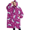 thumbnail image 1 of Oversized Wearable Blanket Hoodie,Cartoon Unicorn Pattern Sherpa Blanket Hoodie with Super Pockets,Super Warm Fuzzy Pullover for Women & Men, 1 of 6