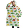 thumbnail image 1 of Oversized Wearable Blanket Hoodie,Colorful Dinosaur Repeat Pattern Sherpa Blanket Hoodie with Super Pockets,Super Warm Fuzzy Pullover for Women & Men, 1 of 6