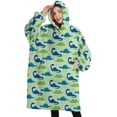 thumbnail image 1 of Oversized Wearable Blanket Hoodie,Colorful Dinosaurs Leaves Pattern Sherpa Blanket Hoodie with Super Pockets,Super Warm Fuzzy Pullover for Women & Men, 1 of 6