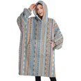 thumbnail image 1 of Oversized Wearable Blanket Hoodie,Colorful Geometric Striped Pattern Sherpa Blanket Hoodie with Super Pockets,Super Warm Fuzzy Pullover for Women & Men, 1 of 6