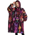 thumbnail image 1 of Oversized Wearable Blanket Hoodie,Colorful Mushroom Fantasy Black Pattern Sherpa Blanket Hoodie with Super Pockets,Super Warm Fuzzy Pullover for Women & Men, 1 of 6