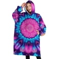 thumbnail image 1 of Oversized Wearable Blanket Hoodie,Colorful Tie Dye Mandala Pattern Sherpa Blanket Hoodie with Super Pockets,Super Warm Fuzzy Pullover for Women & Men, 1 of 6