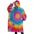 thumbnail image 1 of Oversized Wearable Blanket Hoodie,Colorful Tie Dye Mandala Pattern Sherpa Blanket Hoodie with Super Pockets,Super Warm Fuzzy Pullover for Women & Men, 1 of 6