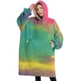 thumbnail image 1 of Oversized Wearable Blanket Hoodie,Colorful Tie Dye Pattern Sherpa Blanket Hoodie with Super Pockets,Super Warm Fuzzy Pullover for Women & Men, 1 of 6