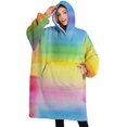 thumbnail image 1 of Oversized Wearable Blanket Hoodie,Colorful Watercolor Stripe Pattern Sherpa Blanket Hoodie with Super Pockets,Super Warm Fuzzy Pullover for Women & Men, 1 of 6