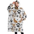 thumbnail image 1 of Oversized Wearable Blanket Hoodie,Corgi Dog and Footprints Sherpa Blanket Hoodie with Super Pockets,Super Warm Fuzzy Pullover for Women & Men, 1 of 6