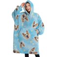 thumbnail image 1 of Oversized Wearable Blanket Hoodie,Corgi Footprint Sherpa Blanket Hoodie with Super Pockets,Super Warm Fuzzy Pullover for Women & Men, 1 of 6