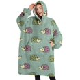 thumbnail image 1 of Oversized Wearable Blanket Hoodie,Cute Hedgehog Pattern Sherpa Blanket Hoodie with Super Pockets,Super Warm Fuzzy Pullover for Women & Men, 1 of 6