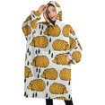 thumbnail image 1 of Oversized Wearable Blanket Hoodie,Cute Yellow Hedgehog Pattern Sherpa Blanket Hoodie with Super Pockets,Super Warm Fuzzy Pullover for Women & Men, 1 of 6