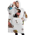 thumbnail image 1 of Oversized Wearable Blanket Hoodie,Dachshund Footprint Bone Sherpa Blanket Hoodie with Super Pockets,Super Warm Fuzzy Pullover for Women & Men, 1 of 6