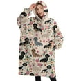 thumbnail image 1 of Oversized Wearable Blanket Hoodie,Dachshund and Flower Sherpa Blanket Hoodie with Super Pockets,Super Warm Fuzzy Pullover for Women & Men, 1 of 6