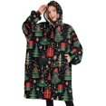 thumbnail image 1 of Oversized Wearable Blanket Hoodie,Dark Christmas Tree and Gift Pattern Sherpa Blanket Hoodie with Super Pockets,Super Warm Fuzzy Pullover for Women & Men, 1 of 6